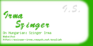 irma szinger business card